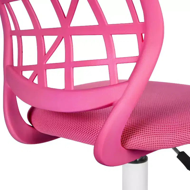 HomeRoots Pink and White Adjustable Height Swivel Rolling Office Chair