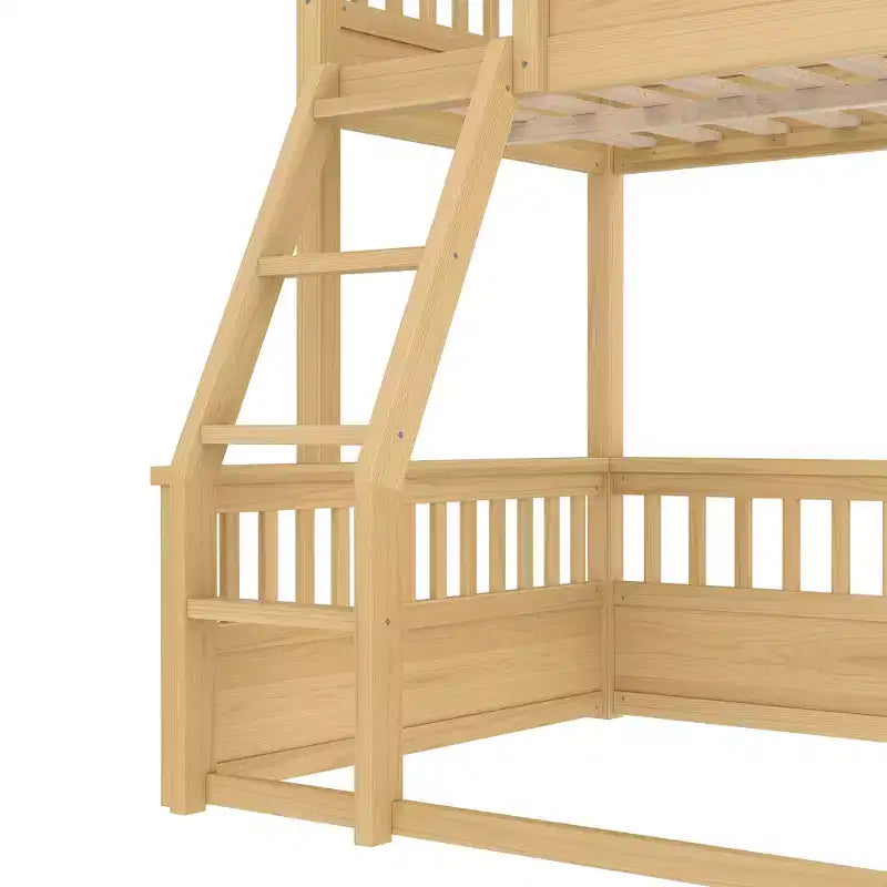 Bellemave Bunk Bed with Ladder and Guardrails,Pine Bunk Bed Frame with Detachable Design for Kids,Teens and Adults