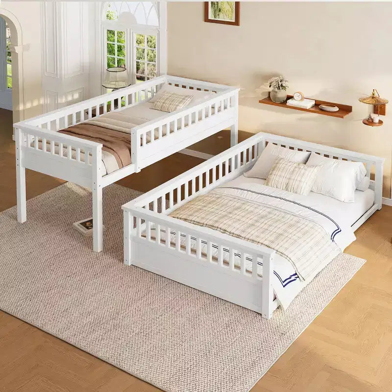 Bellemave Bunk Bed with Ladder and Guardrails,Pine Bunk Bed Frame with Detachable Design for Kids,Teens and Adults