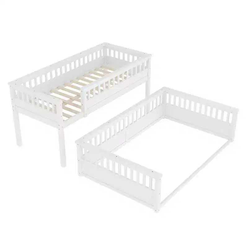 Bellemave Bunk Bed with Ladder and Guardrails,Pine Bunk Bed Frame with Detachable Design for Kids,Teens and Adults