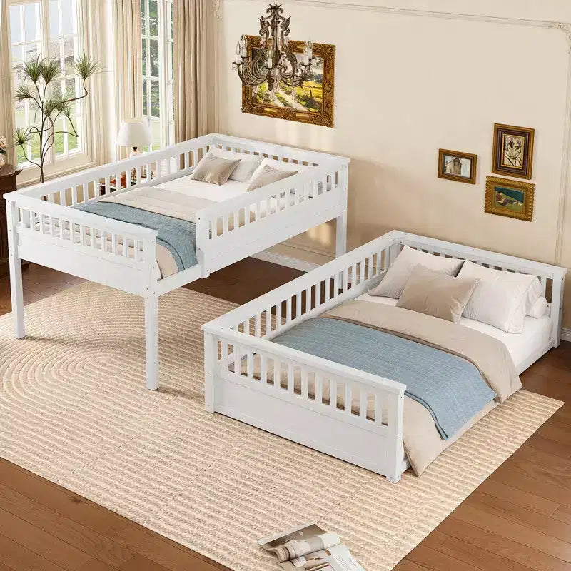 Bellemave Bunk Bed with Ladder and Guardrails,Pine Bunk Bed Frame with Detachable Design for Kids,Teens and Adults