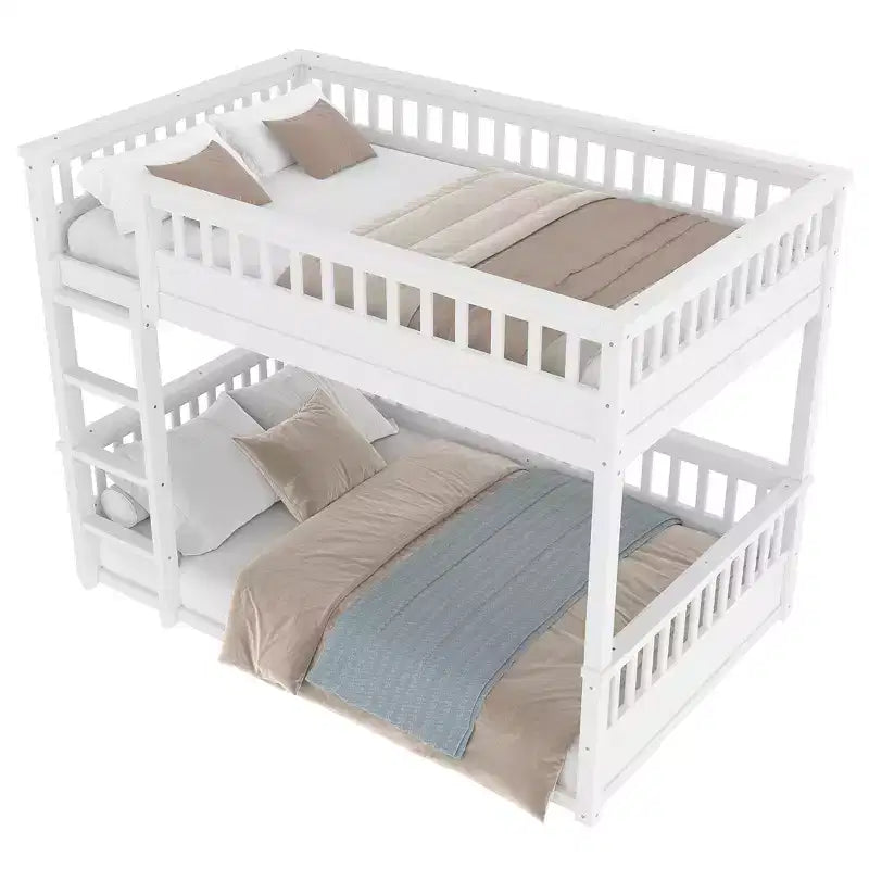 Bellemave Bunk Bed with Ladder and Guardrails,Pine Bunk Bed Frame with Detachable Design for Kids,Teens and Adults