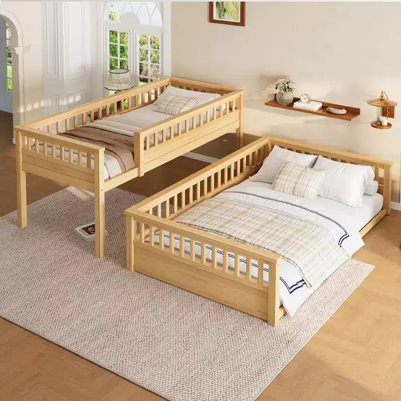 Bellemave Bunk Bed with Ladder and Guardrails,Pine Bunk Bed Frame with Detachable Design for Kids,Teens and Adults