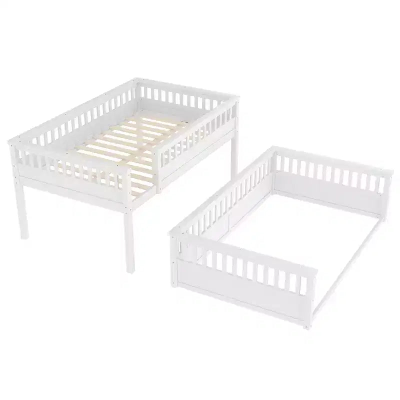 Bellemave Bunk Bed with Ladder and Guardrails,Pine Bunk Bed Frame with Detachable Design for Kids,Teens and Adults