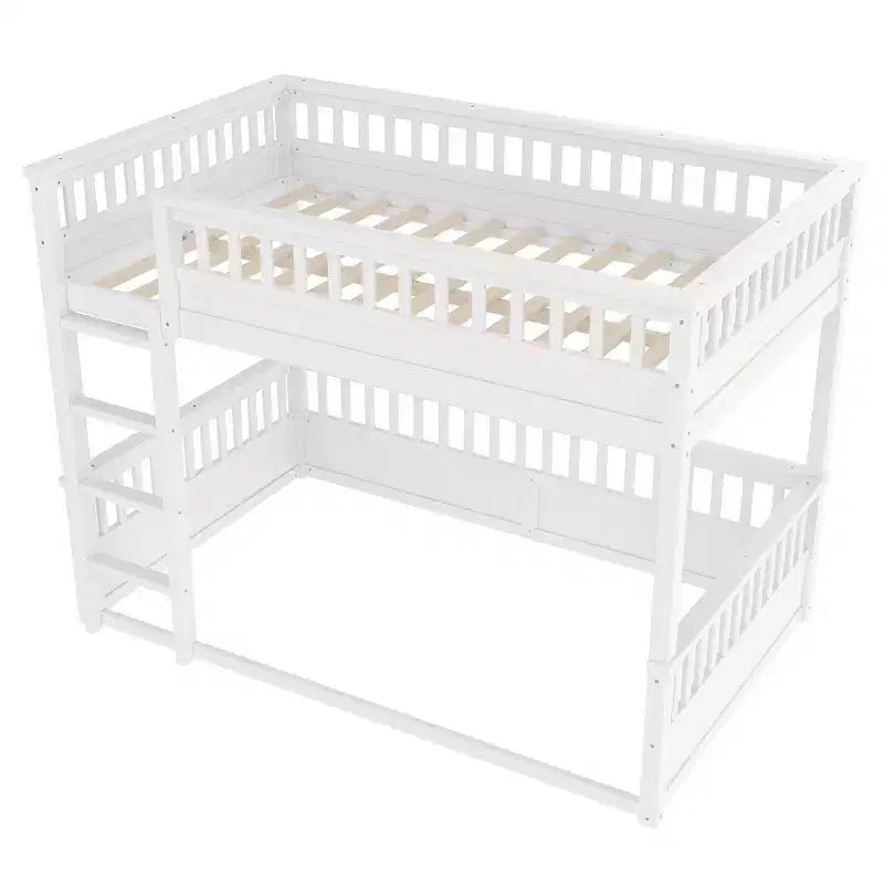 Bellemave Bunk Bed with Ladder and Guardrails,Pine Bunk Bed Frame with Detachable Design for Kids,Teens and Adults