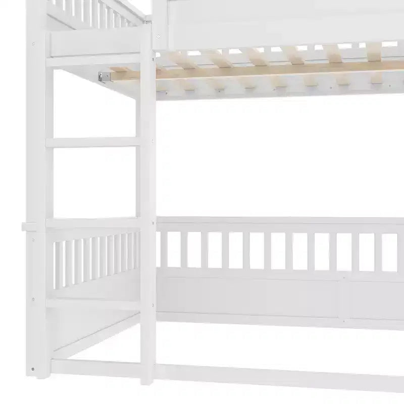 Bellemave Bunk Bed with Ladder and Guardrails,Pine Bunk Bed Frame with Detachable Design for Kids,Teens and Adults