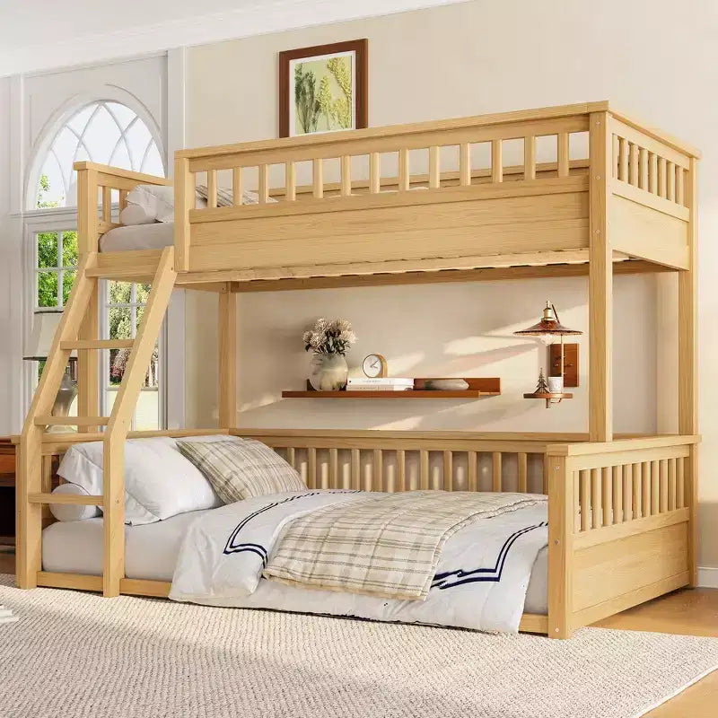 Bellemave Bunk Bed with Ladder and Guardrails,Pine Bunk Bed Frame with Detachable Design for Kids,Teens and Adults