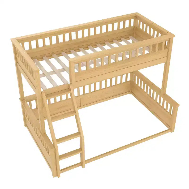 Bellemave Bunk Bed with Ladder and Guardrails,Pine Bunk Bed Frame with Detachable Design for Kids,Teens and Adults
