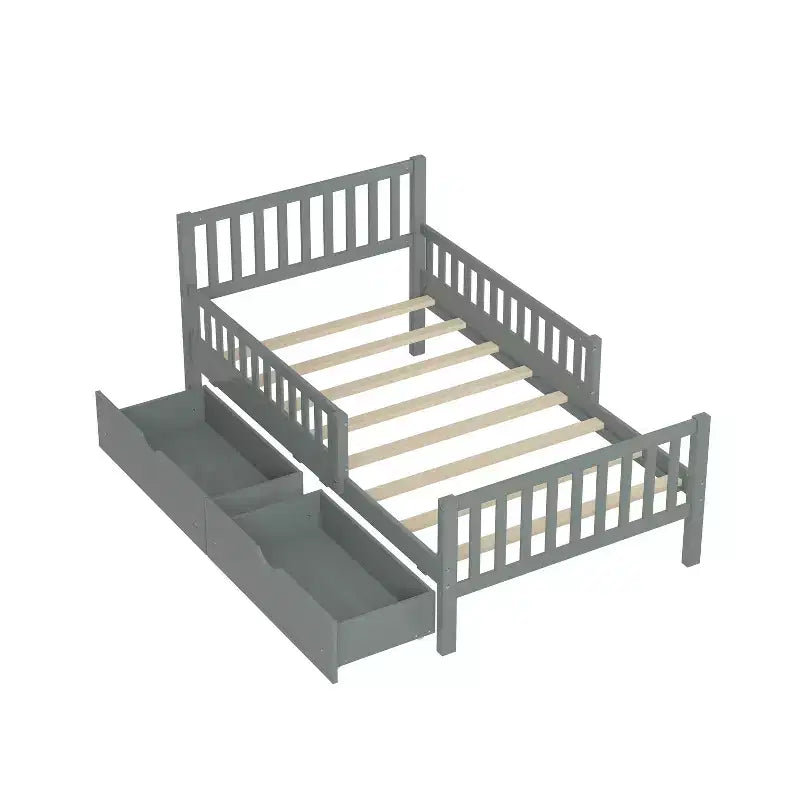 Bellemave Twin Platform Bed with Storage Drawers and Guardrails, Platform Bed for Small Room