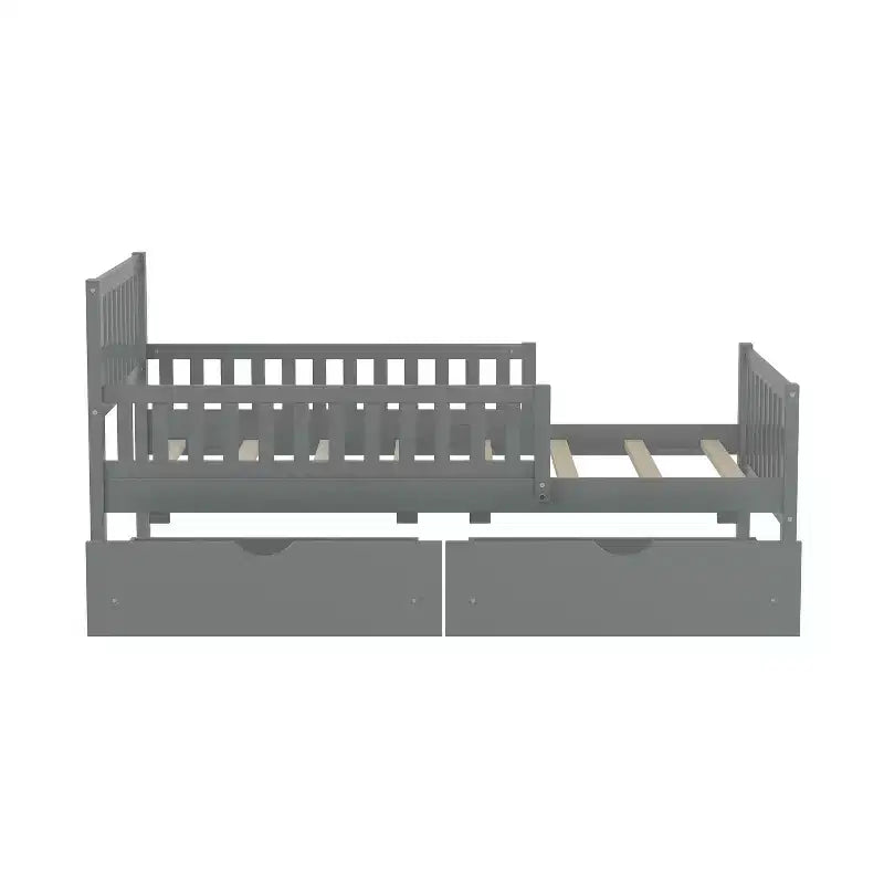 Bellemave Twin Platform Bed with Storage Drawers and Guardrails, Platform Bed for Small Room