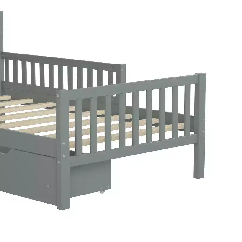 Bellemave Twin Platform Bed with Storage Drawers and Guardrails, Platform Bed for Small Room