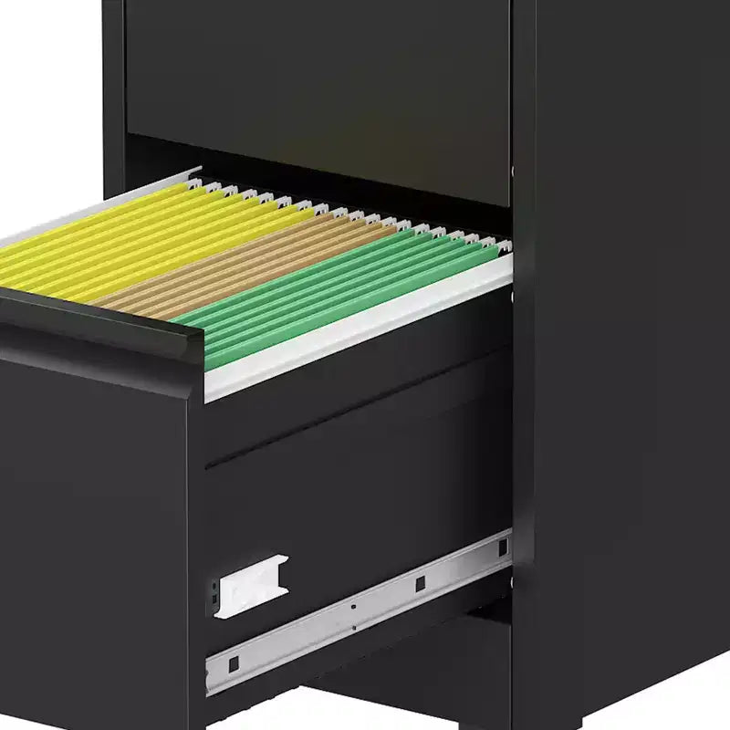 VIYET 52H 4-Drawer Locking Vertical File Cabinet on Wheels, Black Heavy-Duty Metal Cabinet for Home/Office, Fits Legal/Letter