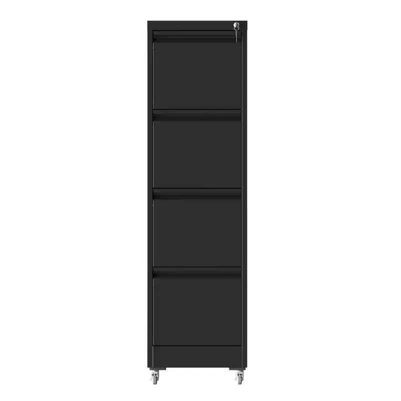 VIYET 52H 4-Drawer Locking Vertical File Cabinet on Wheels, Black Heavy-Duty Metal Cabinet for Home/Office, Fits Legal/Letter