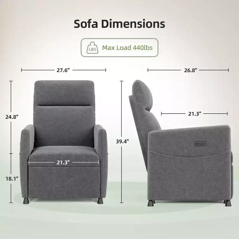 MAYEERTY Power Recliner Chair, Electric Recliner with Footrest, Padded Seat for Small Spaces, Living Room & Home Theater