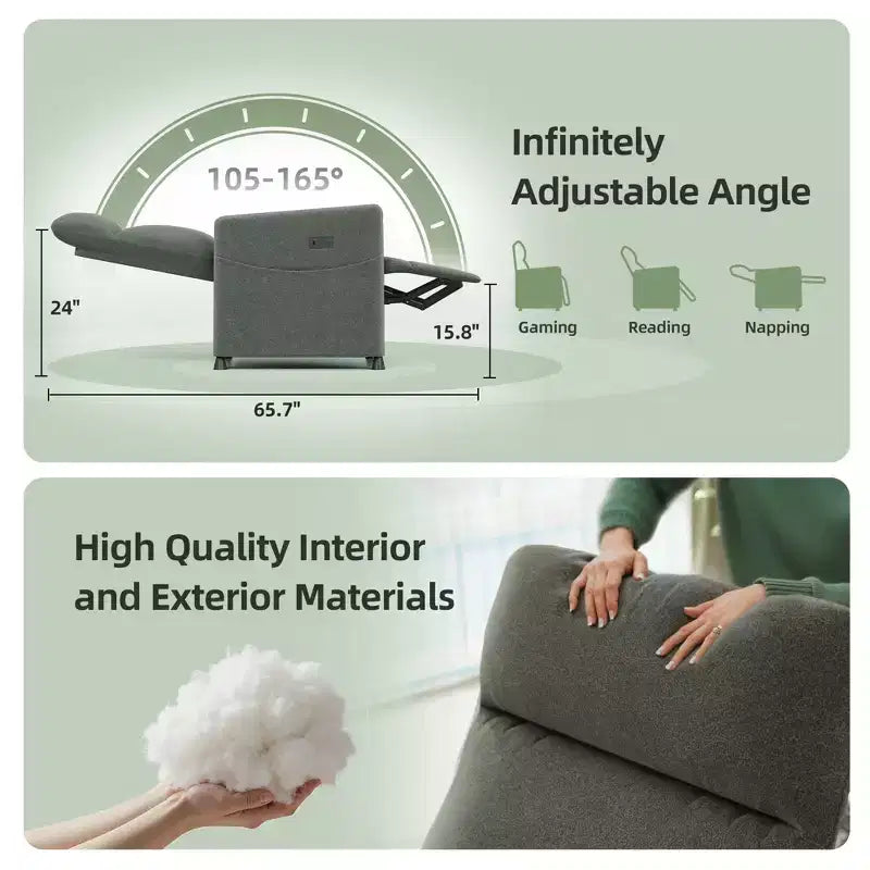 MAYEERTY Power Recliner Chair, Electric Recliner with Footrest, Padded Seat for Small Spaces, Living Room & Home Theater