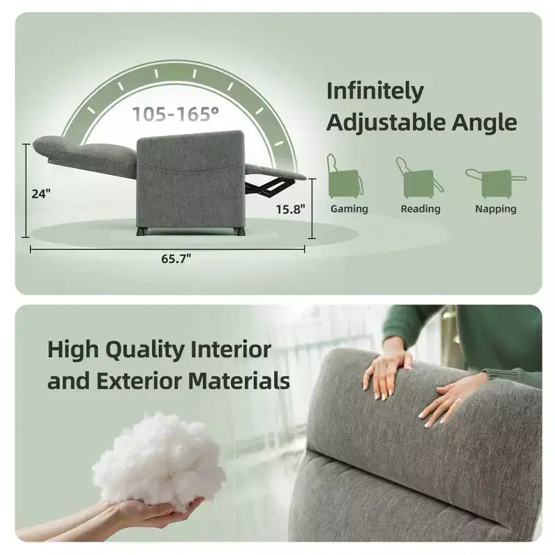 MAYEERTY Power Recliner Chair, Electric Recliner with Footrest, Padded Seat for Small Spaces, Living Room & Home Theater
