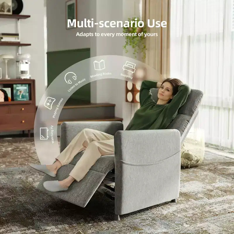 MAYEERTY Power Recliner Chair, Electric Recliner with Footrest, Padded Seat for Small Spaces, Living Room & Home Theater