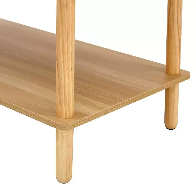 MAYEERTY 2-Tier Rectangular Coffee Table with Rubberwood Legs & Open Storage for Living Room, Modern Center Table