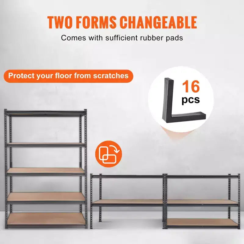 Storage Shelving Unit 48x18x72 Inch, 5-Tier Adjustable 2000 lbs Capacity, Heavy Duty Garage Shelves Metal Organizer Utility Rack, Black