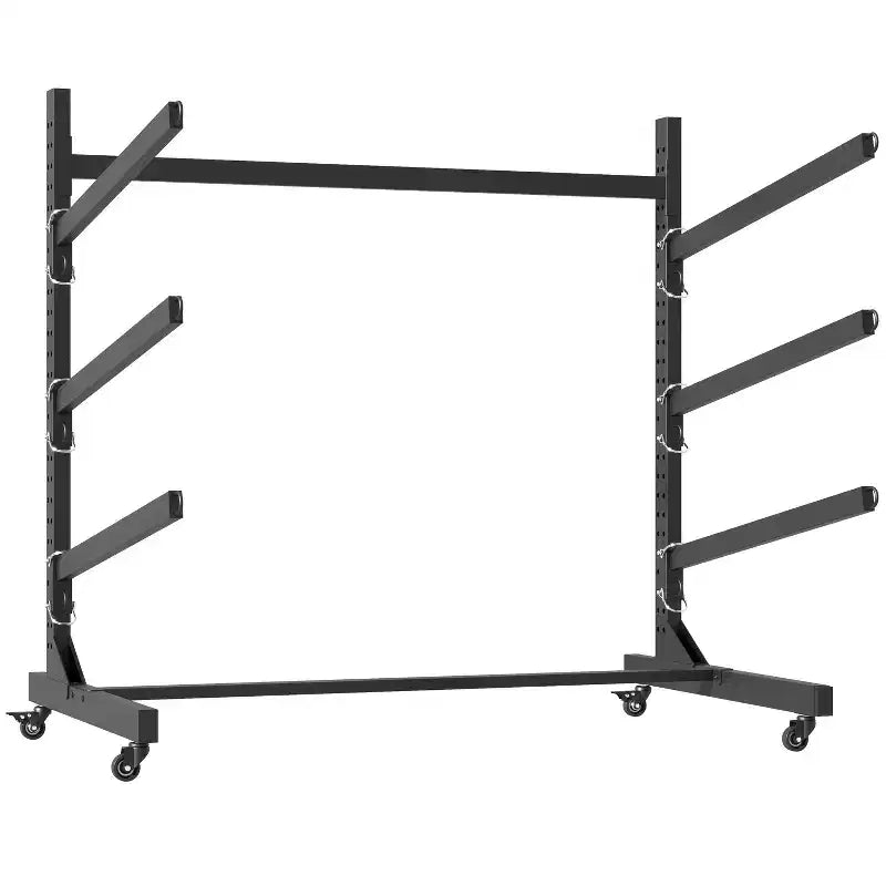 VIYET 41H Freestanding Kayak Storage Rack, Heavy-Duty Adjustable Stand with Lockable Wheels, Holds 3 Kayaks/Canoe/SUP/Surfboard (Black)