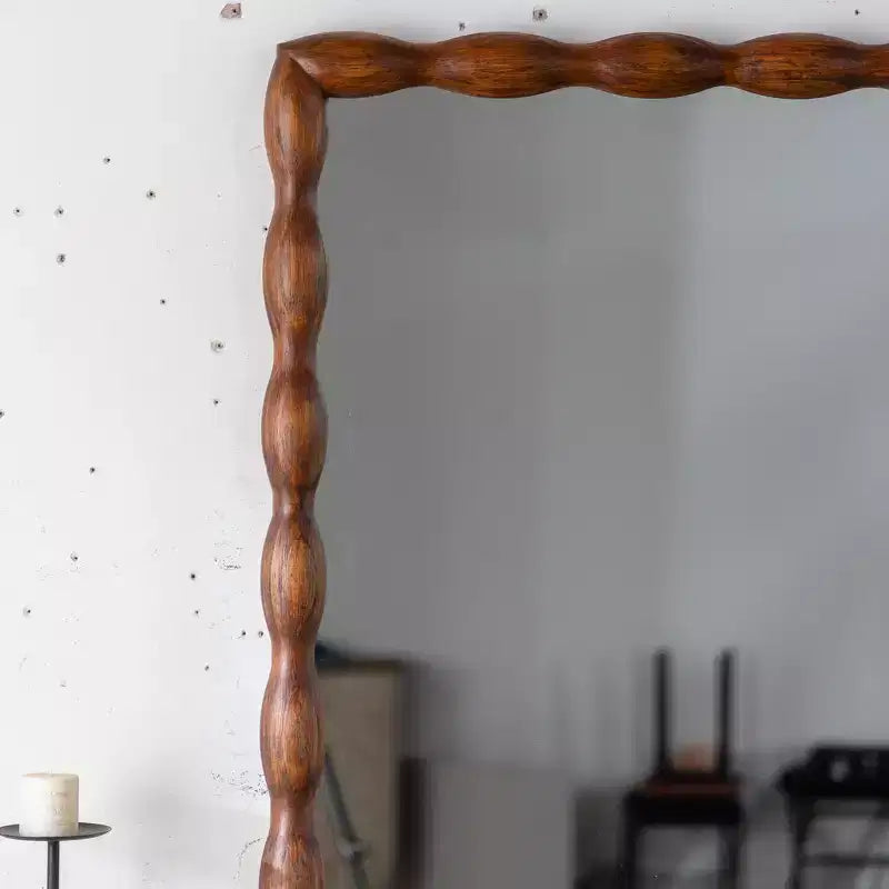 Mid-Century Modern Full-Length Mirror, Wall Mirror Decorative Mirror, Swirl Wood Frame, Walnut - ModernLuxe