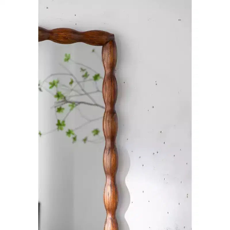 Mid-Century Modern Full-Length Mirror, Wall Mirror Decorative Mirror, Swirl Wood Frame, Walnut - ModernLuxe