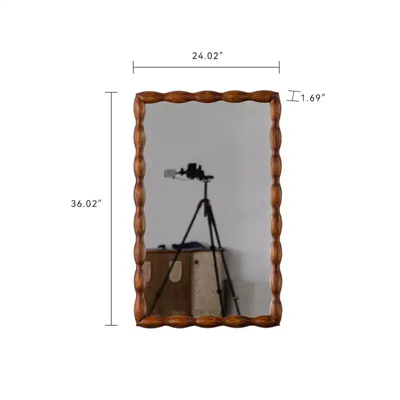 Mid-Century Modern Full-Length Mirror, Wall Mirror Decorative Mirror, Swirl Wood Frame, Walnut - ModernLuxe