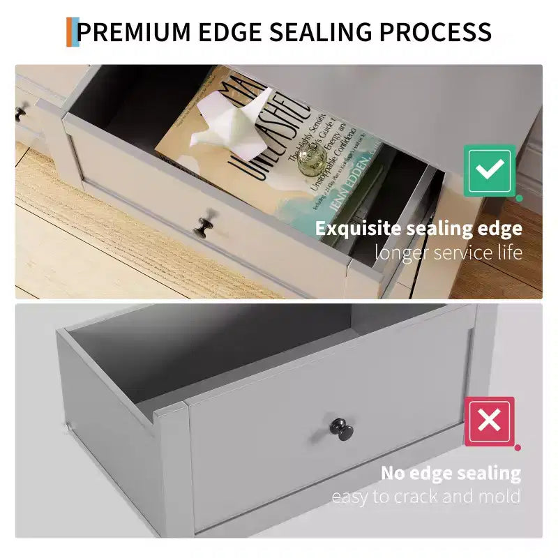 6 Drawer Dresser for Bedroom, 54W Wooden Chest of Drawers with Metal Knobs, Dresser TV Stand, Clothes Storage Organizer for Bedroom,Hallway, Black