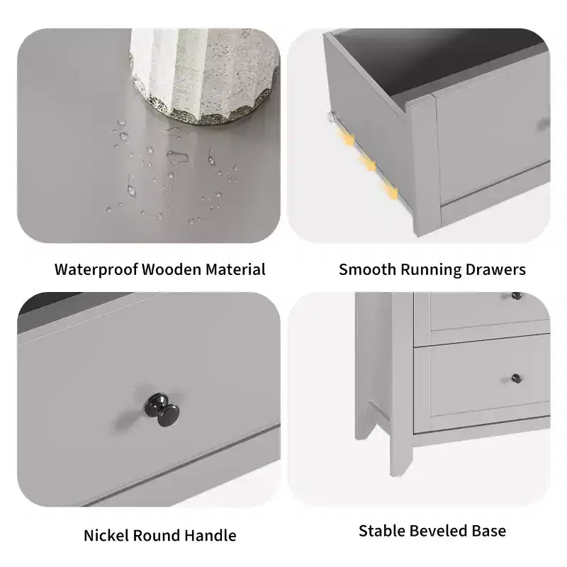 6 Drawer Dresser for Bedroom, 54W Wooden Chest of Drawers with Metal Knobs, Dresser TV Stand, Clothes Storage Organizer for Bedroom,Hallway, Black