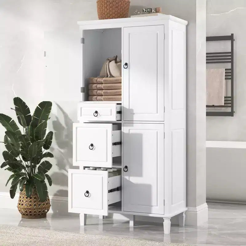 GDFStudio Eleanor Retro Wood Storage Cabinet with Adjustable Shelves, Three Drawers and Three Enclosed Cabinets