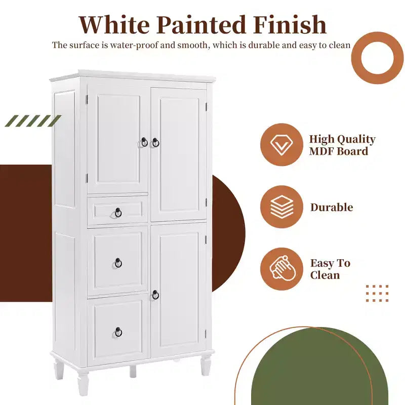 GDFStudio Eleanor Retro Wood Storage Cabinet with Adjustable Shelves, Three Drawers and Three Enclosed Cabinets