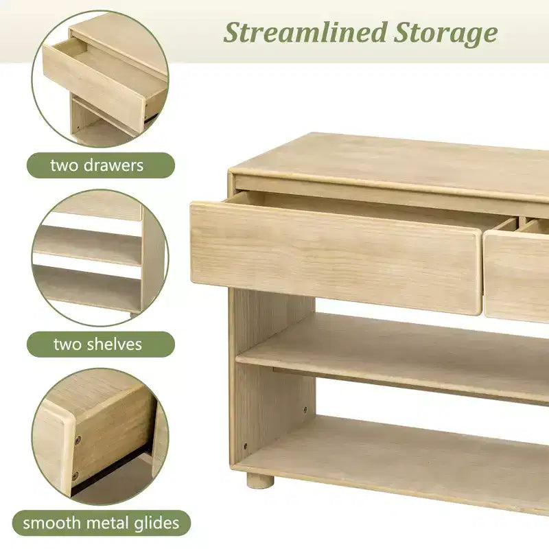 58 Inch Narrow Entryway Console Table with 2 Drawers, 3-Tier Sofa Table for Behind Couch, Hallway & Living Room