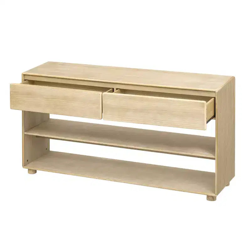 58 Inch Narrow Entryway Console Table with 2 Drawers, 3-Tier Sofa Table for Behind Couch, Hallway & Living Room