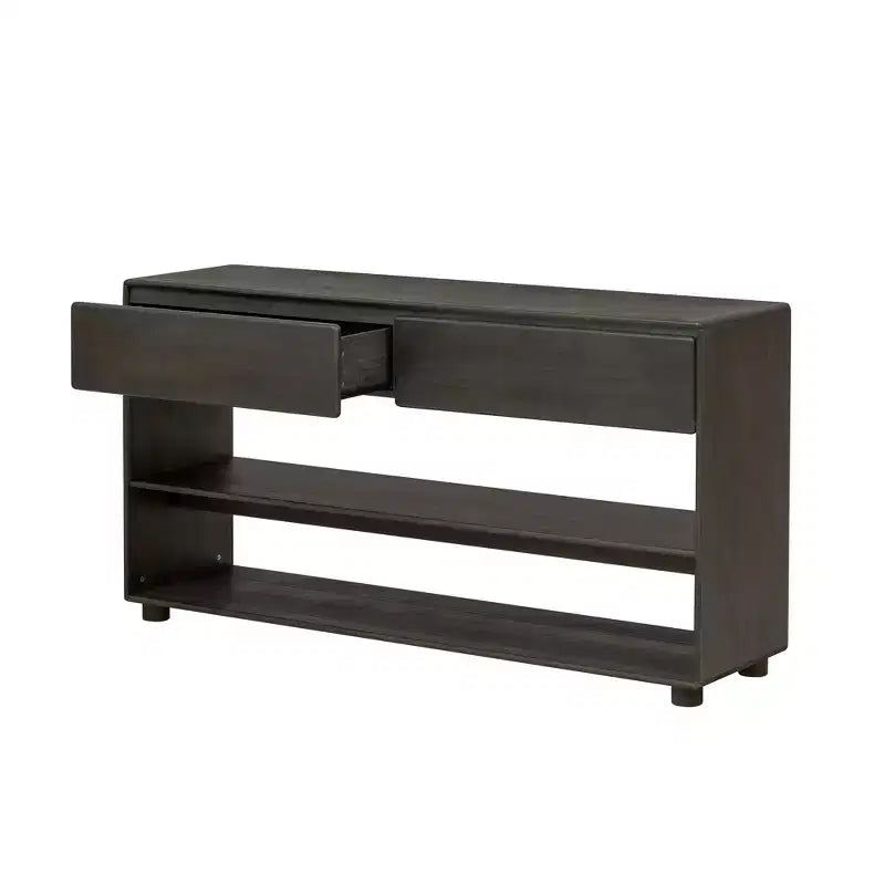 58 Inch Narrow Entryway Console Table with 2 Drawers, 3-Tier Sofa Table for Behind Couch, Hallway & Living Room