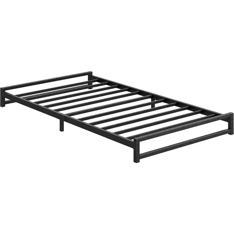 Flat Bed Frame Sturdy Metal Platform with Box-Free Design,Easy No-Tool Assembly, Space-Saving Low Profile,Underbed Storage & Modern Minimalist Style