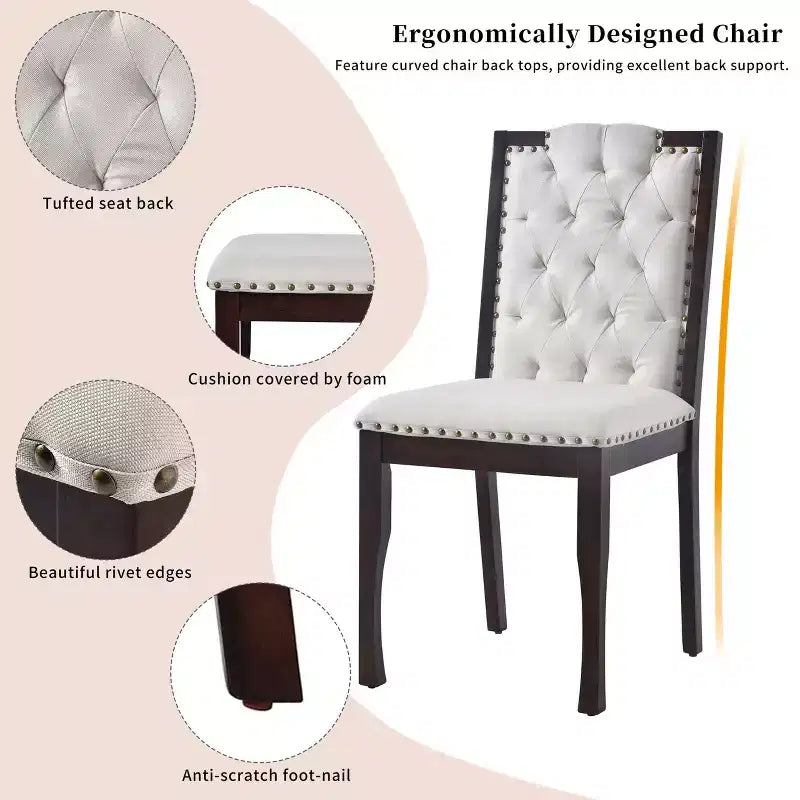 MAYEERTY 6-Piece Dining Set, 60 Table, 4 Tufted Chairs & Bench