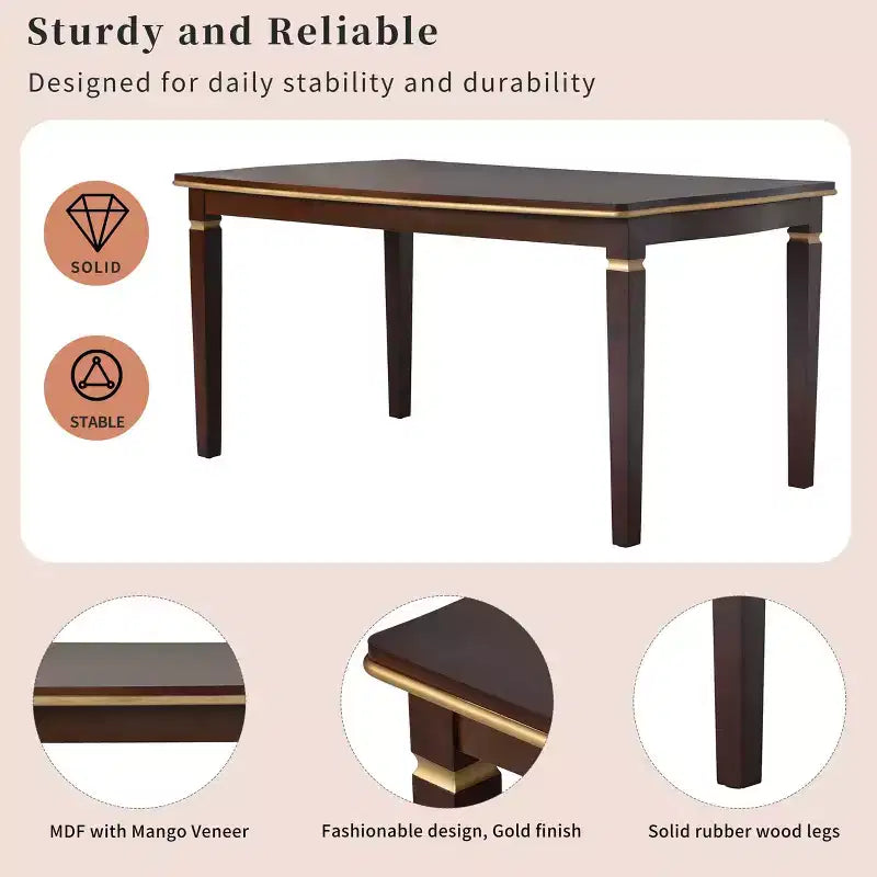 MAYEERTY 6-Piece Dining Set, 60 Table, 4 Tufted Chairs & Bench
