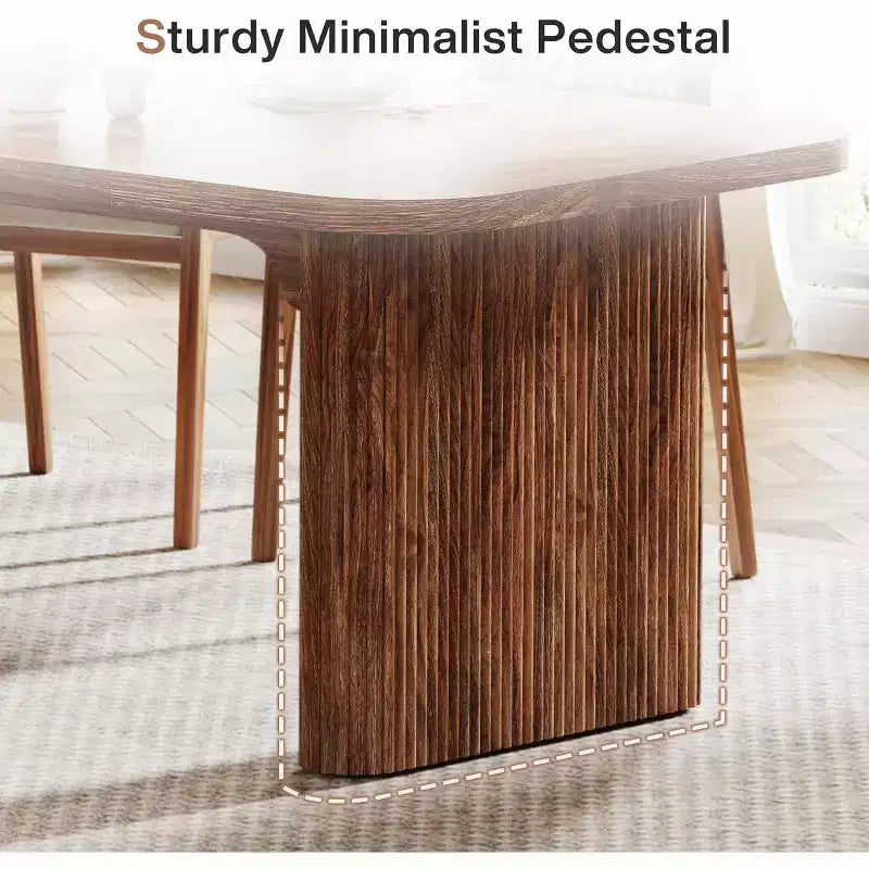 Lantine Modern Dining Table for 6 People, 62-Inch Wooden Kitchen Dinner Table with Double Robust Pedestal for Dining Room