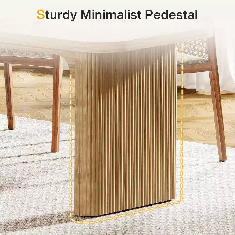 Lantine Modern Dining Table for 6 People, 62-Inch Wooden Kitchen Dinner Table with Double Robust Pedestal for Dining Room