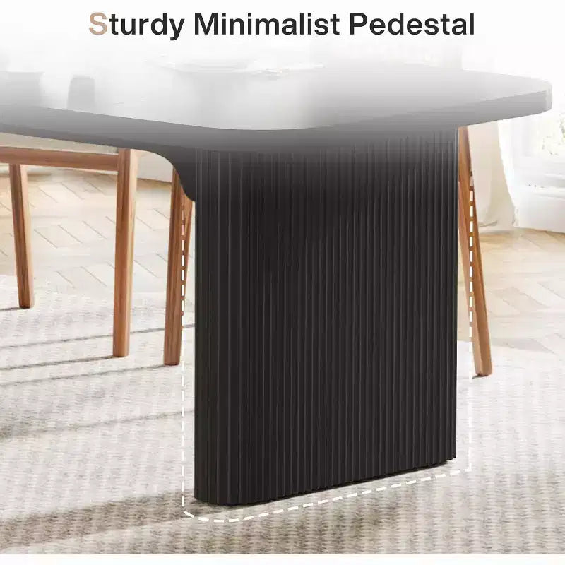 Lantine Modern Dining Table for 6 People, 62-Inch Wooden Kitchen Dinner Table with Double Robust Pedestal for Dining Room
