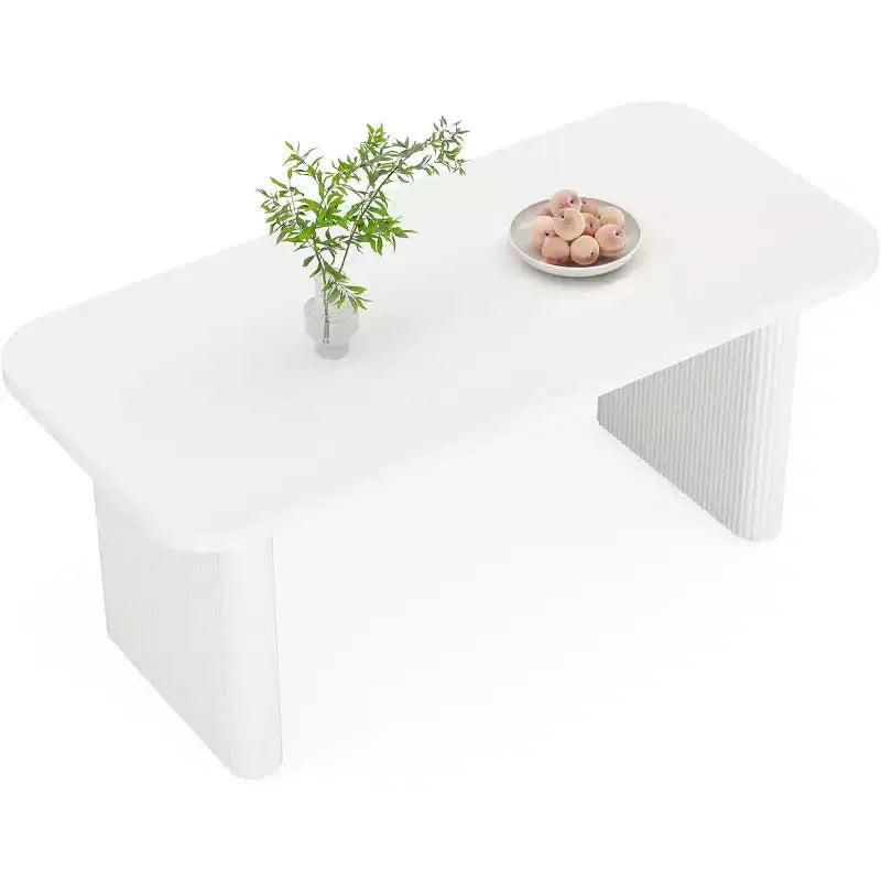 Lantine Modern Dining Table for 6 People, 62-Inch Wooden Kitchen Dinner Table with Double Robust Pedestal for Dining Room