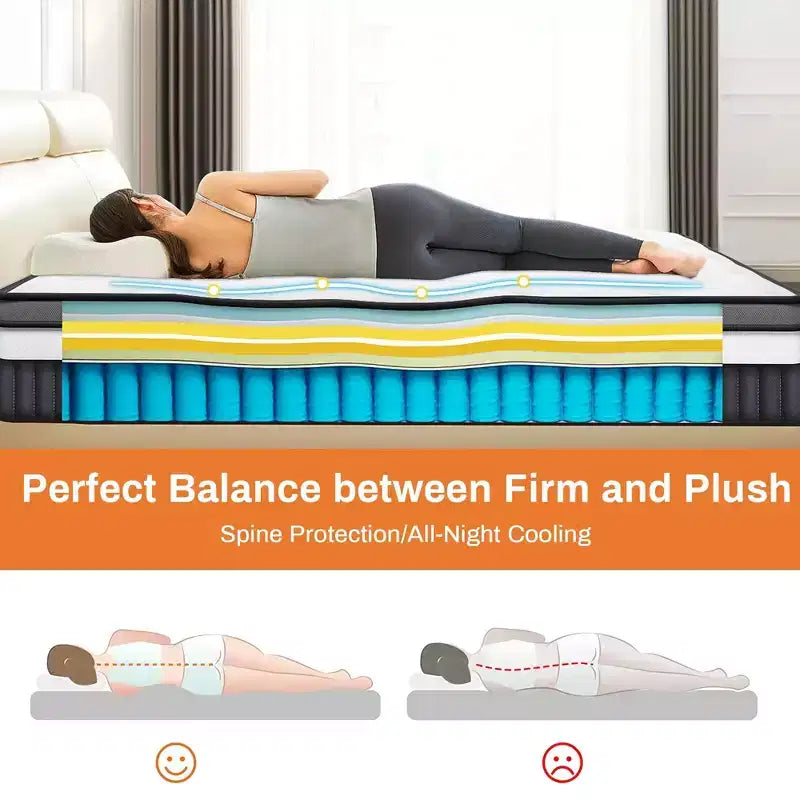 King Mattress In a Box, 14 Cooling Gel Memory Foam King Size Mattress, Medium Firm for Presure Relief&Cooler Sleep, CertiPUR-US