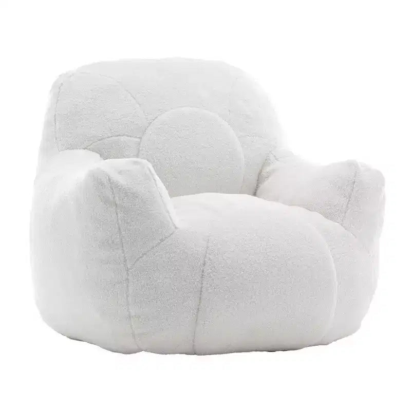 Okak Easy Clean Bean Bag Chair,Water-Resistant Teddy Lounger Beanbag Chair with Tufted Memory Foam,Thick Back & Armrests,White