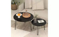 TUYOHW 2-Piece Nesting Round Coffee Table Set, Imitation Marble Top Metal Frame Center Table for Living Room, Circular Nesting End Table Set