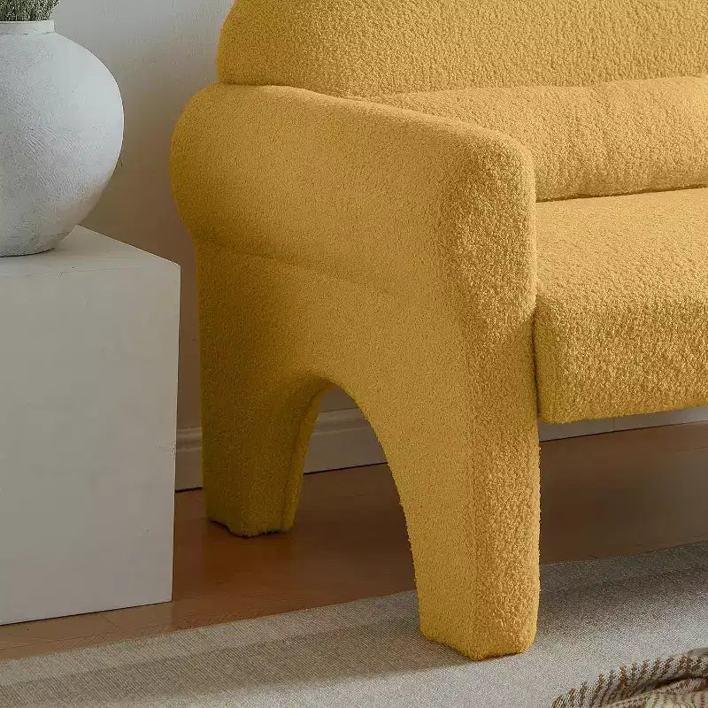Modern Loveseat SofaTeddy Fabric, Sturdy Wood Frame, 2-Seat Upholstered Couch with Backrest for Living Room, Apartment, or Office