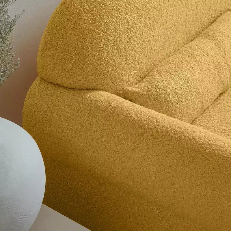 Modern Loveseat SofaTeddy Fabric, Sturdy Wood Frame, 2-Seat Upholstered Couch with Backrest for Living Room, Apartment, or Office