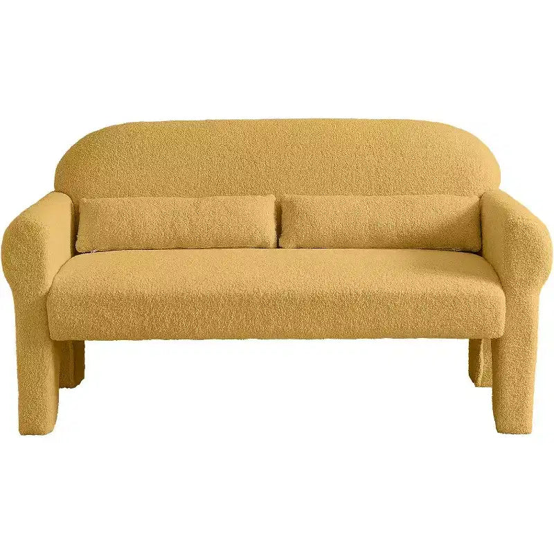 Modern Loveseat SofaTeddy Fabric, Sturdy Wood Frame, 2-Seat Upholstered Couch with Backrest for Living Room, Apartment, or Office