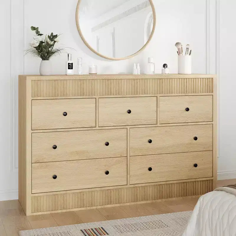 COZONY 54 Wide 7 Drawer Dresser, Fluted Wooden Chest of Drawers with Smooth Glide Storage for Bedroom