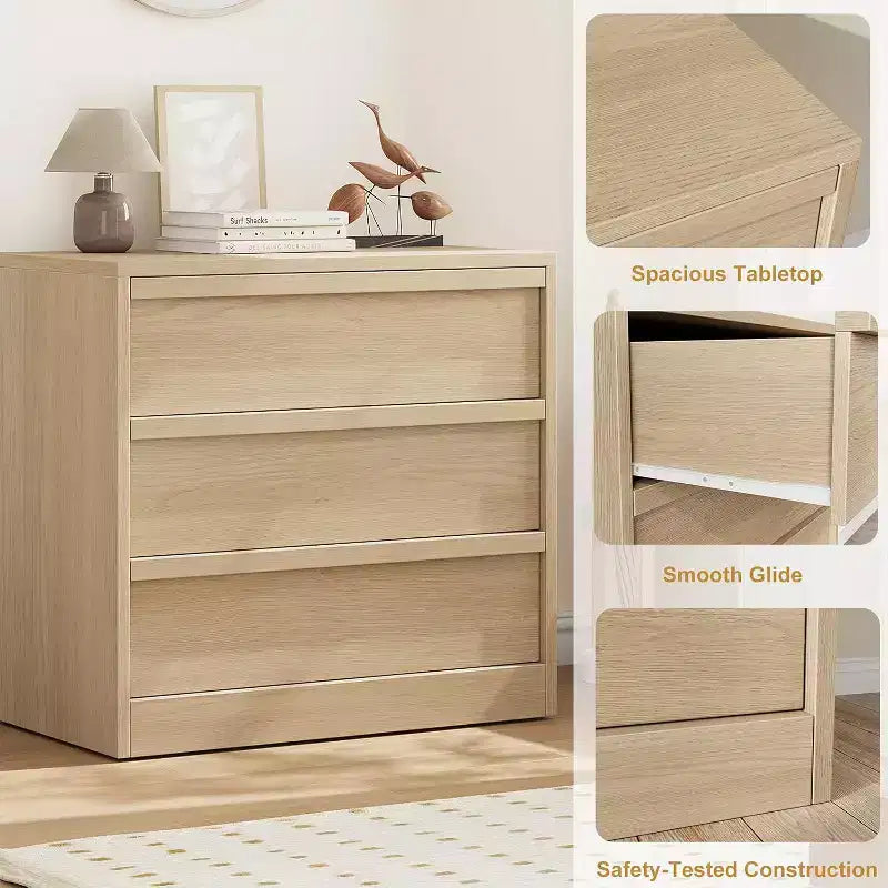 Acekool 3 Drawer Dresser, Modern Storage Cabinet Nightstand for Bedroom, Living Room, Entryway