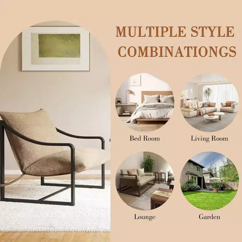 COZONY Modern Accent Chair, Metal Frame Reading Chair Armrest Soft Foam Cushion 280 LBS Upholstered Sling Chair for Living Room Bedroom Lounge